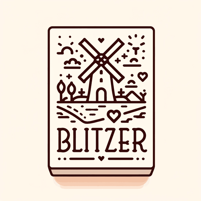 Blitzer logo - line drawing windmill with hearts